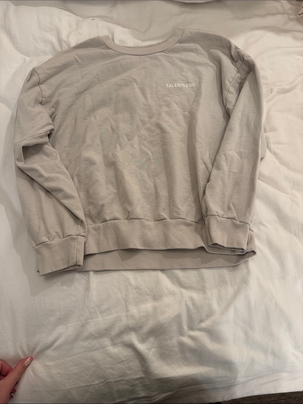 TALENTLESS Light Beige Pullover Sweatshirt